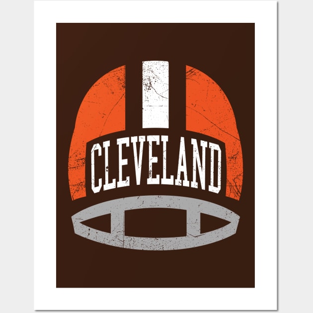 Cleveland Retro Helmet - Brown Wall Art by KFig21